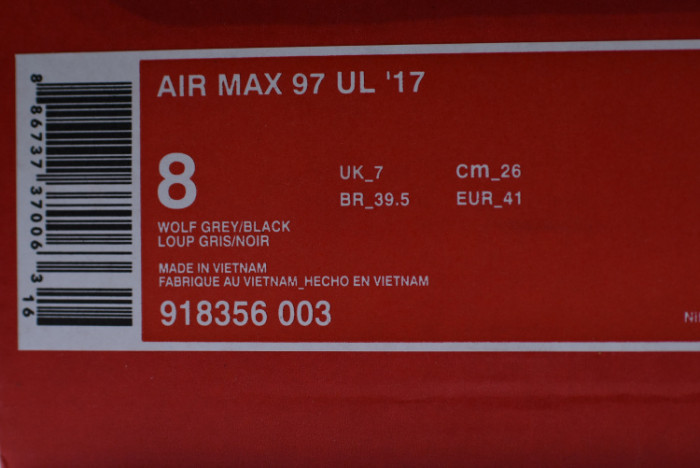 NIKE AIR MAX 97 ULTRA 17 SILVER RED 918356-003