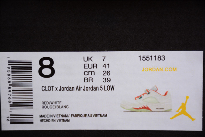 CLOT X AIR JORDAN 5 LOW “WHITE SILK” 1551183