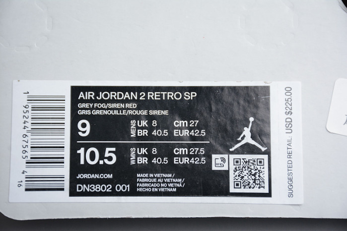 Union x Air Jordan 2 Grey Fog DN3802-001