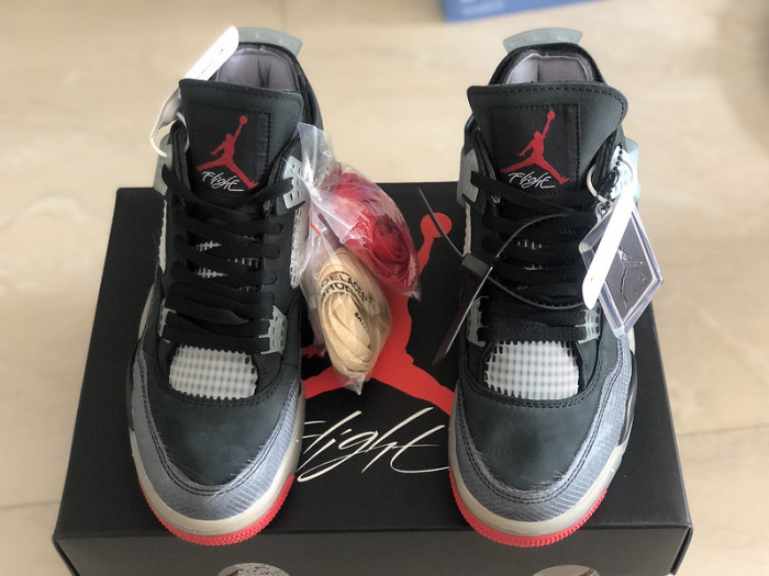 OFW x Air Jordan 4 “Bred” Black/Red CV9388-001