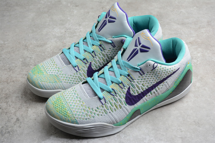 NIKE KOBE 9 GREY GREEN PURPLE 630487-005